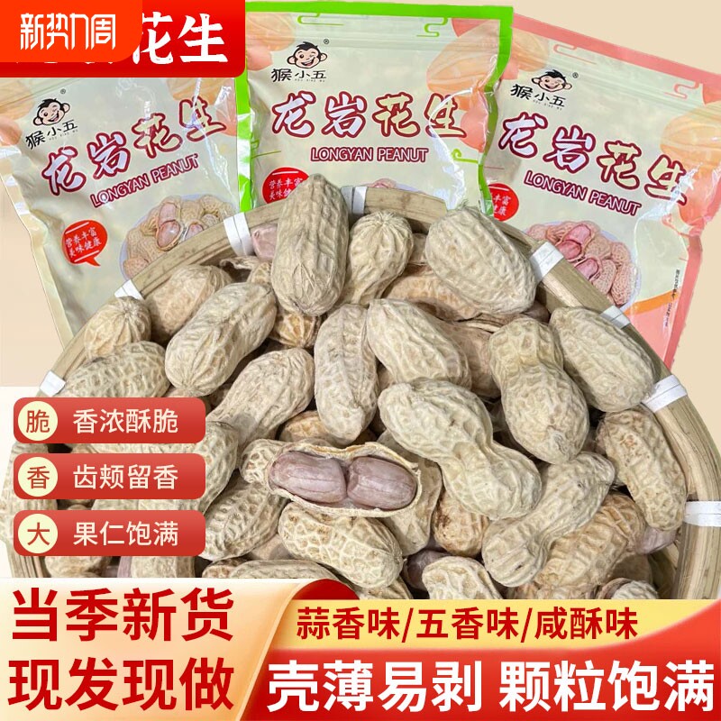 龙岩花生蒜香味五香味带壳花生米下酒菜年货解馋小零食炒货特产