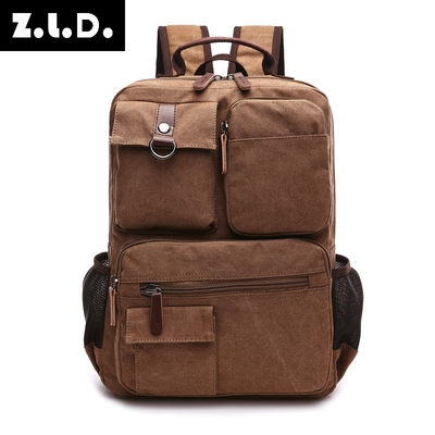 牧谷双肩包 男士韩版潮大中学生帆布休闲包电脑背包旅行包批发