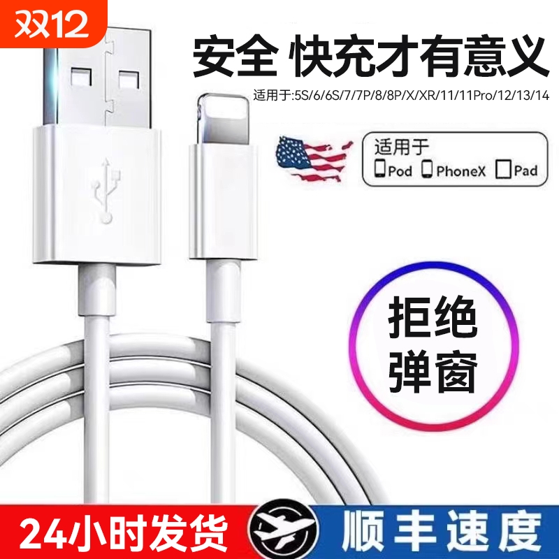 驯龙师 适用苹果数据线快充iphone12/11/13/xrs/14充电线车载加长2米xsmax平板ipad闪充pd7/8plus充电器手机