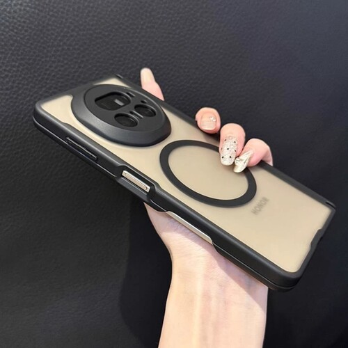 升级双中轴软边防摔适用荣耀magicv5磁吸手机壳magicv3折叠屏高档商务男女vs3肤感磨砂透明全包防摔v2保护套