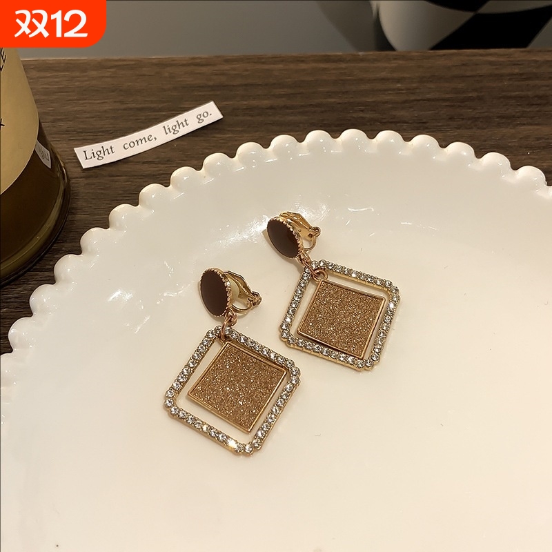 法式高级感无耳洞耳夹女简约气质菱形耳环2025新款爆款轻奢耳饰品