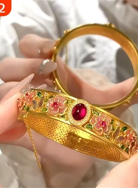 富家千金即视感·大女主必备山茶花手镯复古新中式精致时尚配饰