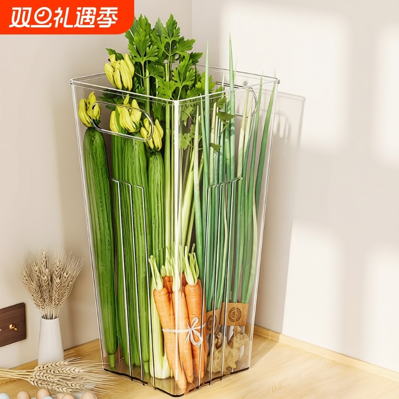 大葱收纳盒山药透明收纳桶家用厨房葱姜蒜食材大容量置物架整理筒