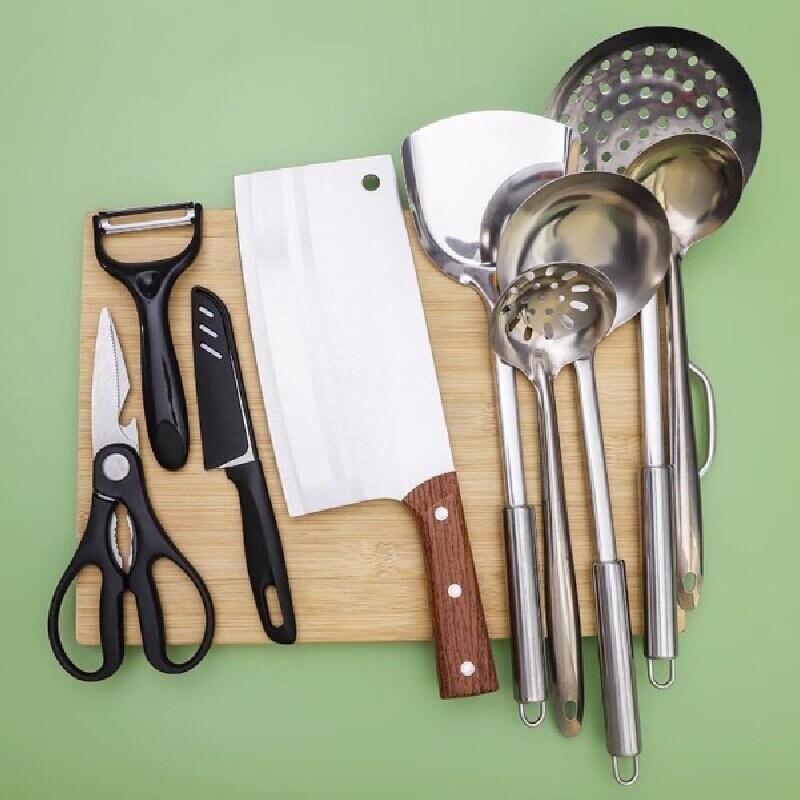 家用不锈钢菜刀菜板二合一切肉刀厨房刀具套装宿舍砧板全套组合