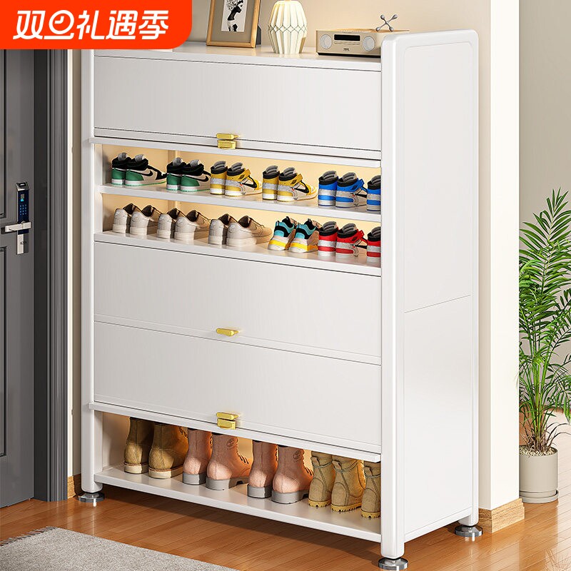 钢制鞋柜落地多层入户玄关收纳柜家用门口铁艺防尘隐私门简易鞋架