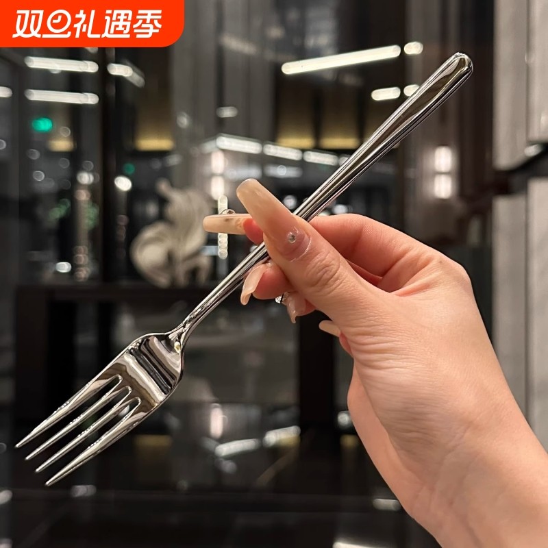 304高档不锈钢用加厚牛排叉沙拉叉水果叉家用叉子316长柄主餐叉