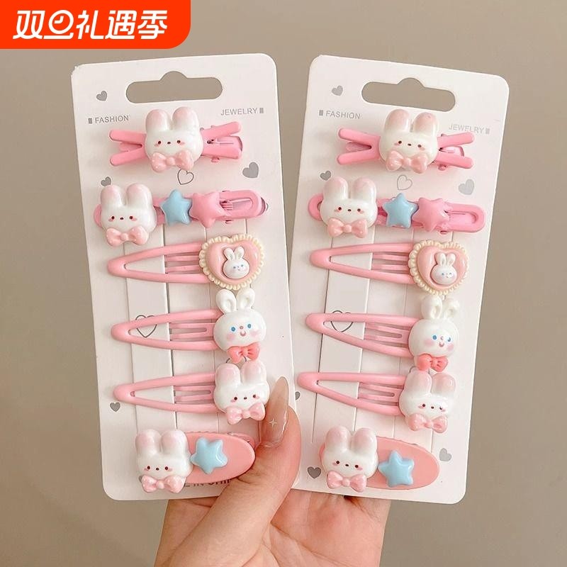 侧边少女小兔子发夹2025新款甜美碎发边夹儿童前额刘海夹子头饰女