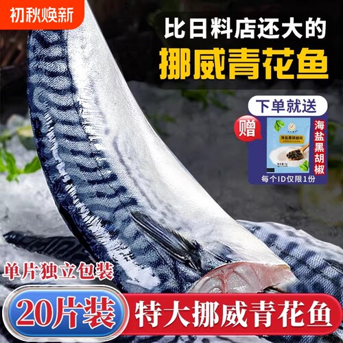 青花鱼挪威进口鲭鱼青占鱼新鲜冷冻盐渍青花鱼片深海鱼鱼肉鲅鱼