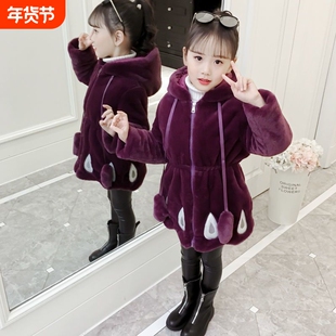 女童外套2025新款韩版棉服加厚棉衣中大童冬季洋气大衣仿皮草A177