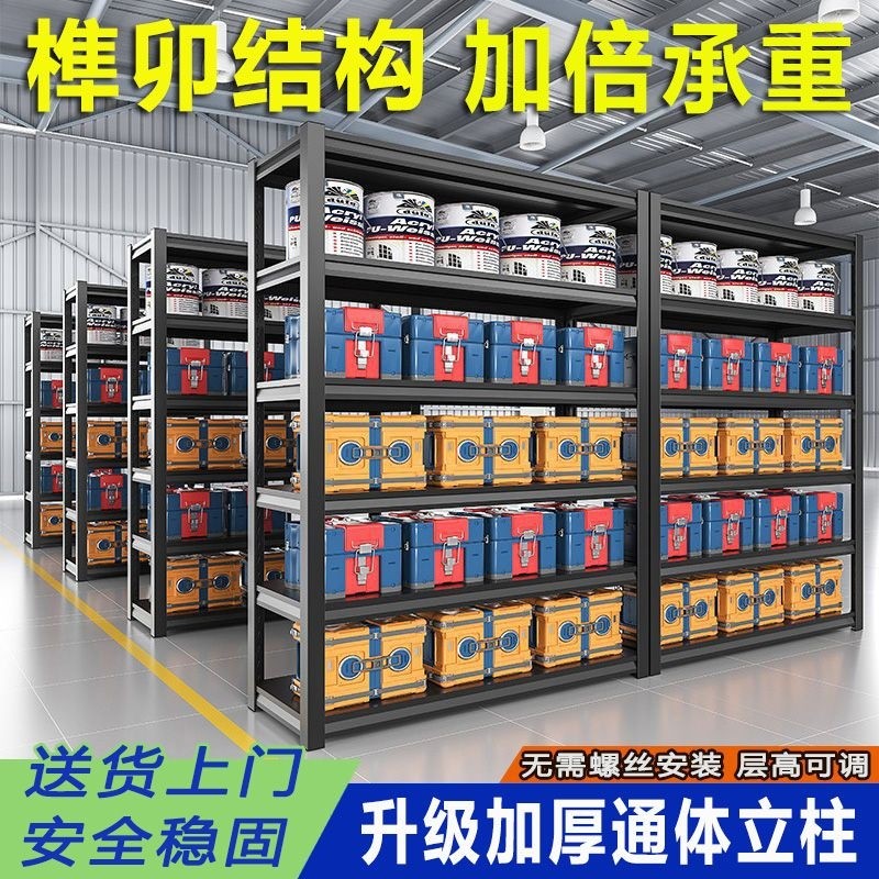 超厚货架通体立柱超市置物架多层落地储物间阳台仓库杂物收纳架子