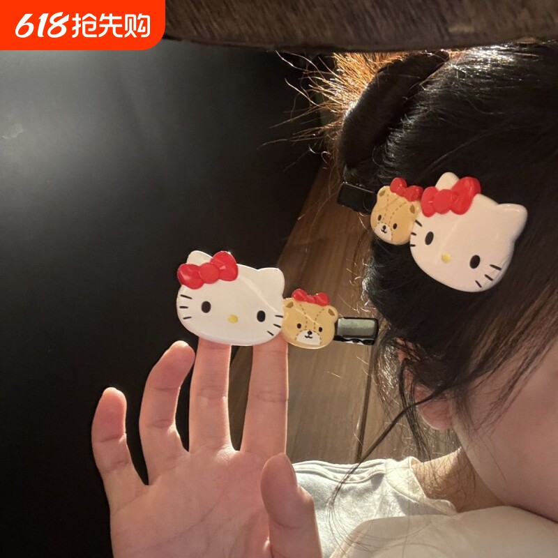 少女凯蒂鸭嘴侧边刘海发夹卡通甜美日系可爱发饰kitty