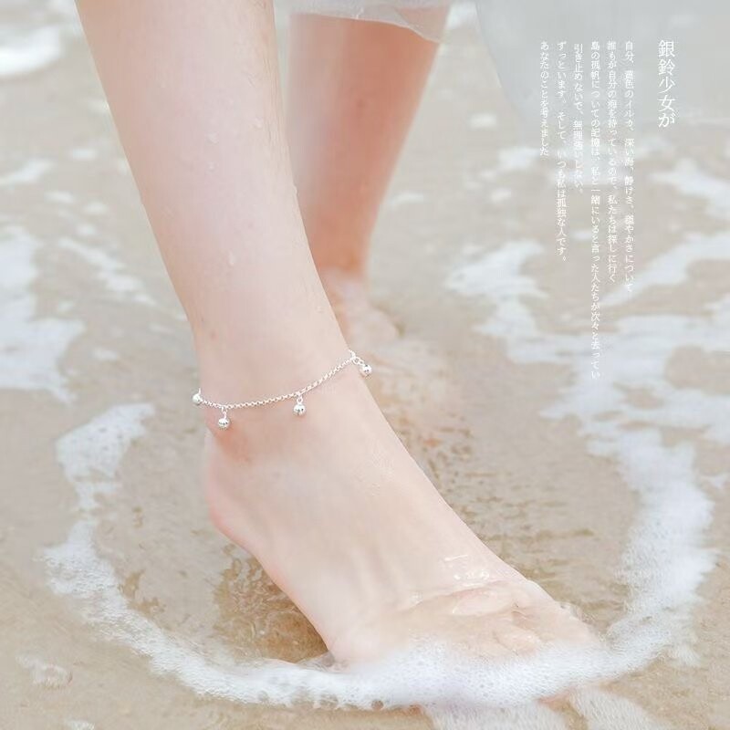 幂琳S999纯银一步一响足银铃铛手链脚链女2026年新款竹节不掉