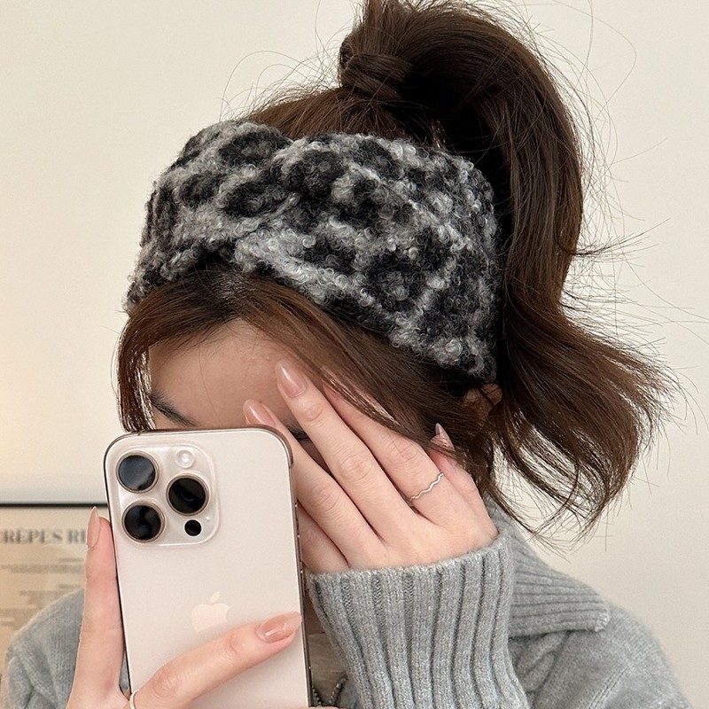 复古豹纹针织交叉洗脸发带女款秋冬百搭外出头箍洗脸不勒头发饰女,饰品/流行首饰/时尚饰品新,发饰,淘宝优惠券,粉丝福利购,淘宝优惠卷