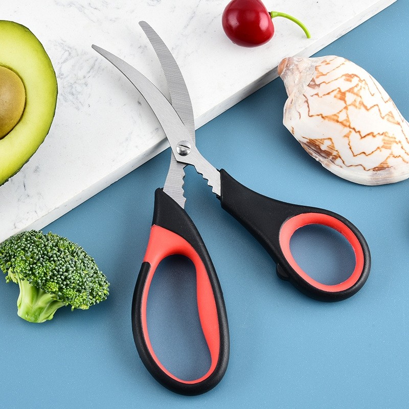 小龙虾专用不锈钢剪刀多功能开虾背夹蟹钳家用厨房海鲜剪刀多规格