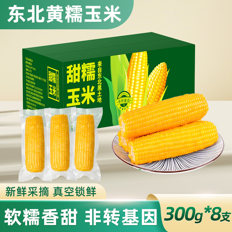 东北黄糯玉米当季新货黏黄苞米大棒新鲜现摘低脂饱腹早餐代餐真空