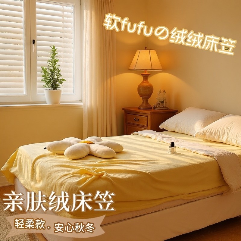 牛奶绒加厚床笠罩冬季加绒床垫保护罩单件珊瑚绒单人全包床单床套