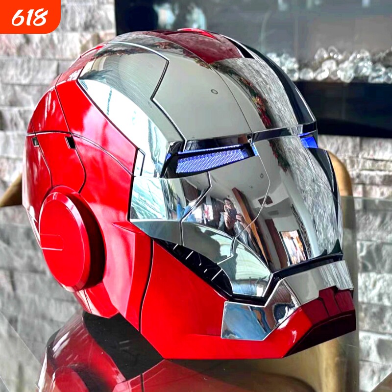 mk5电动贾维斯钢铁侠声控头盔儿童可变形新款面具自动开合男孩