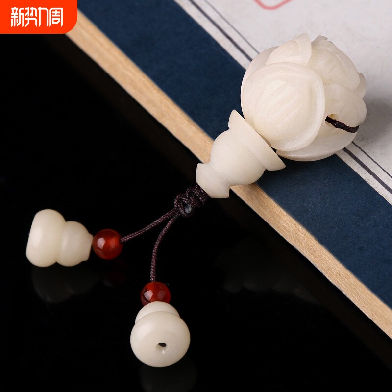 天然原籽菩提根雕刻玫瑰莲花三通佛头套装佛珠手串链珠念珠配饰件