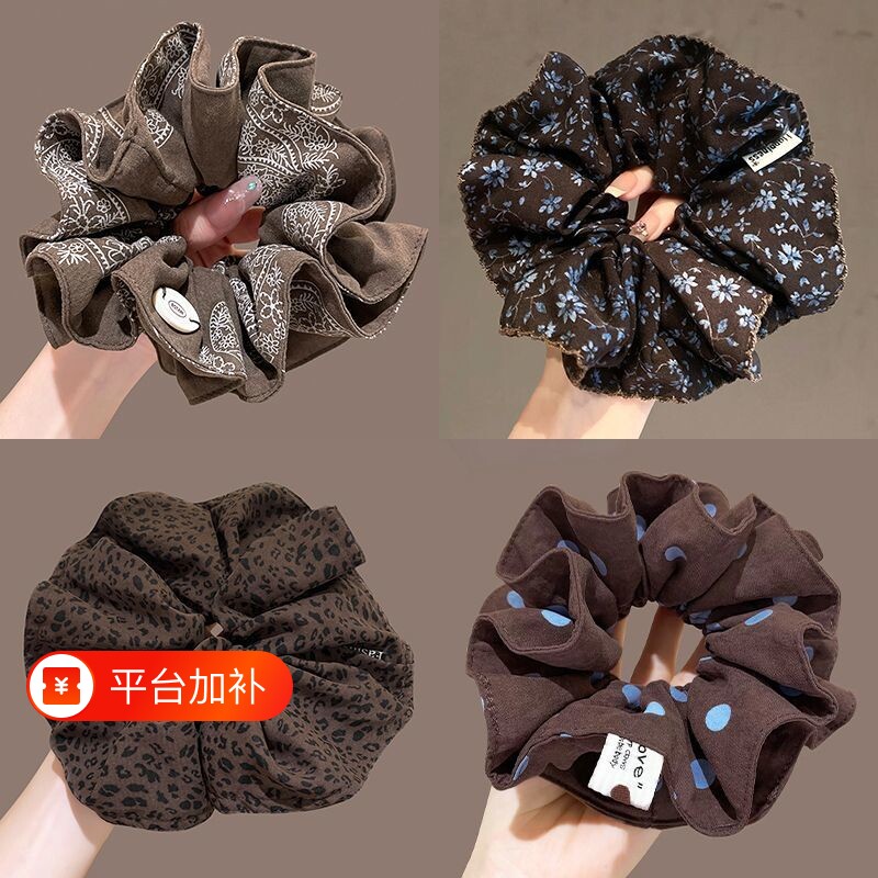 韩系咖色腰果花大肠发圈头花双层大号扎丸子发绳气质马尾发绳发饰