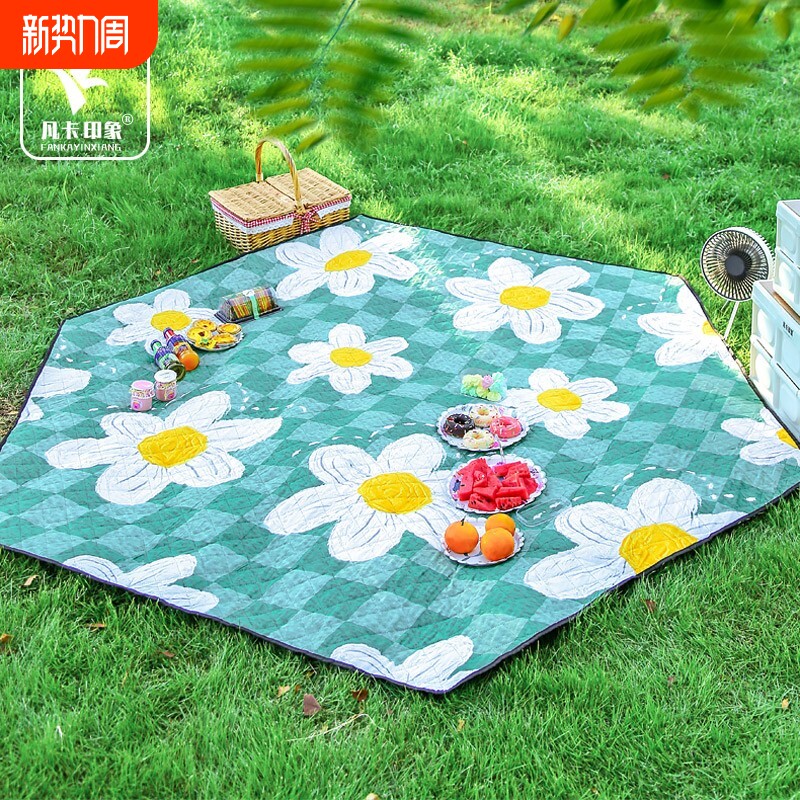 六角超声波野餐垫户外露营春游野外地垫隔凉加厚便携野餐布防潮垫