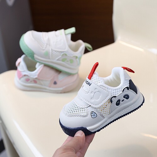 学步鞋镂空网面透气熊猫鞋夏季新款男童鞋软底婴儿鞋女宝宝小白鞋