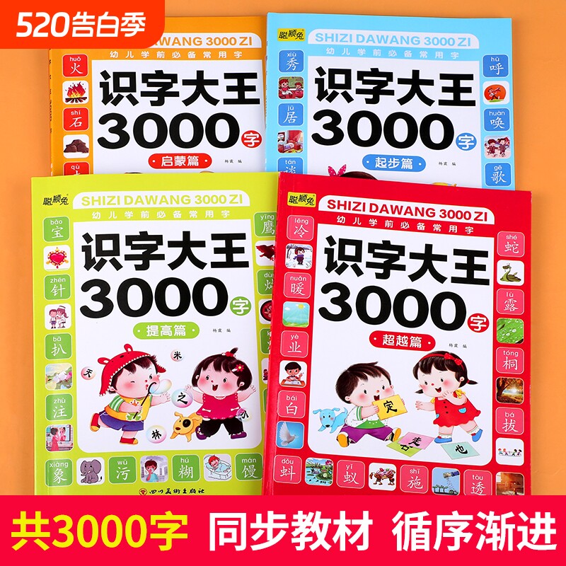 识字大王3000字识字书幼儿认字启蒙卡片识字卡字幼儿园神器儿童宝