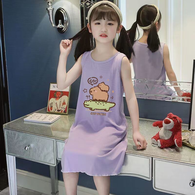 儿童睡裙莫代尔薄款夏季宝宝背心裙家居服女童公主小女孩冰丝睡衣