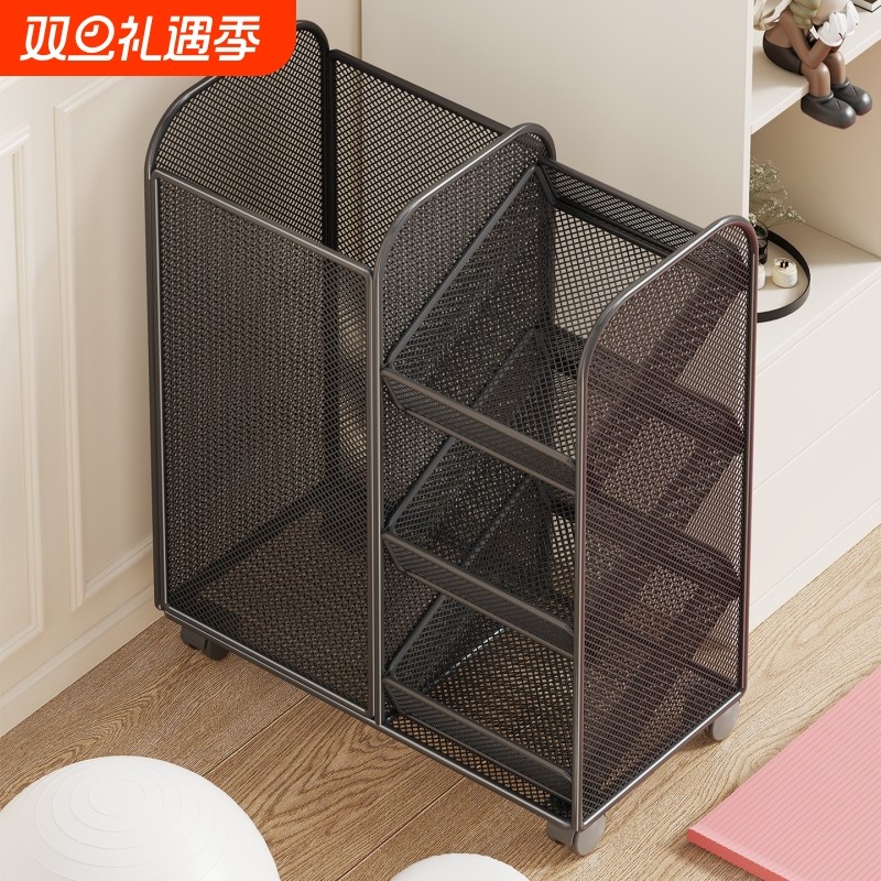 瑜伽垫收纳筐家用可移动运动健身器材收纳架简约带轮多功能小推车