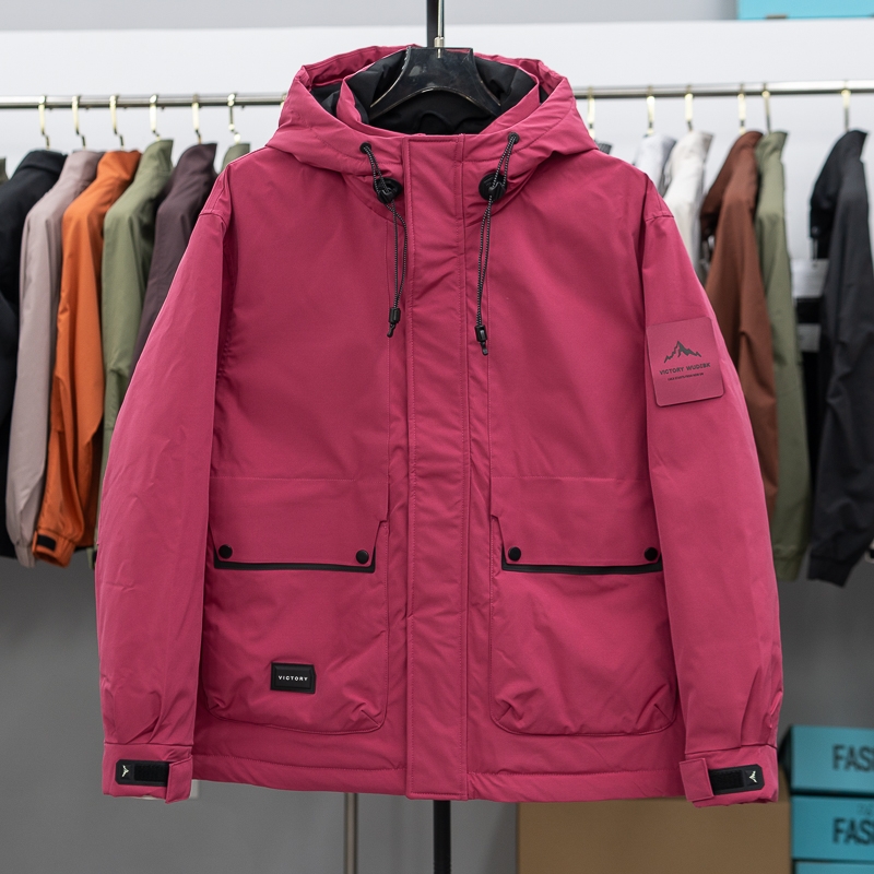 羽绒服轻薄款男2025新款潮牌工装连帽防寒服时尚有型男士冬装外套