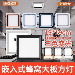 蜂窝小方灯大板19X19开孔黑色集成吊顶LED新款 方形吸顶 顶灯嵌入式