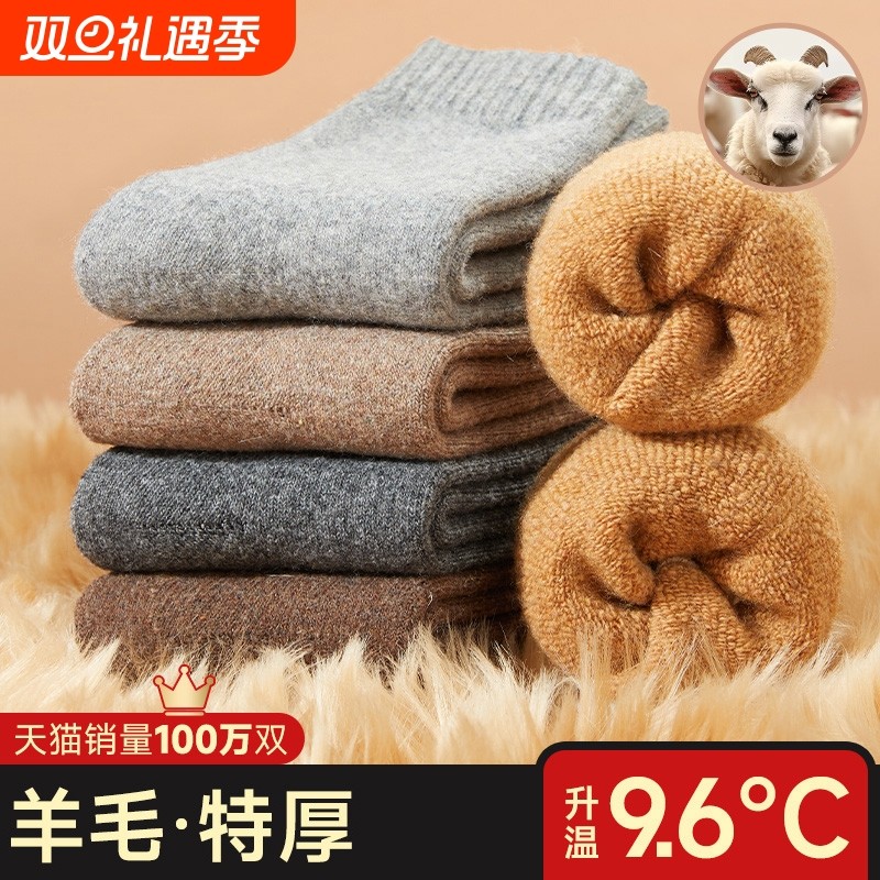 保暖厚袜子男棉袜秋冬毛圈中筒袜