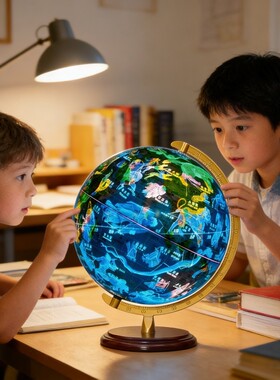 地理专用星座夜灯32cm高清大号地球仪教学版3DAR发光摆件初高中生教学器材地形太阳系