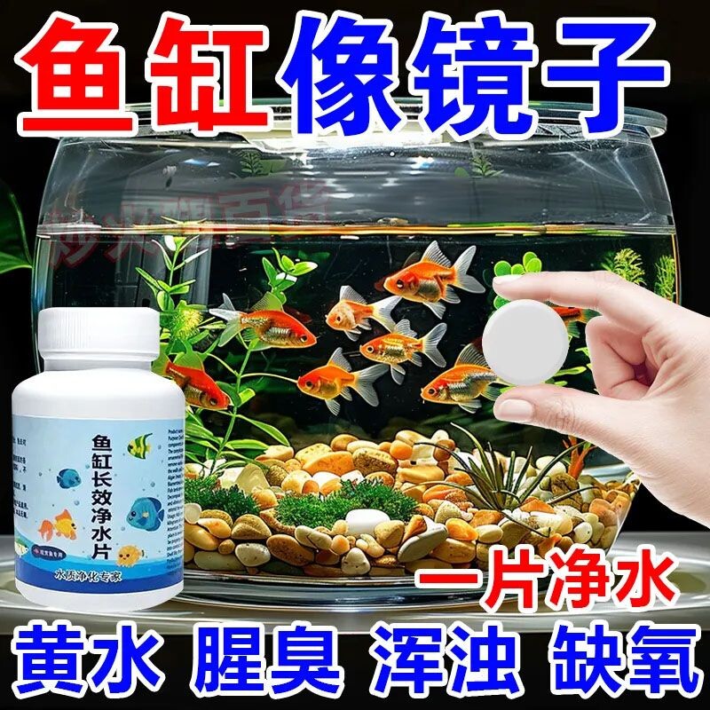 鱼缸净水片澈净化水质除臭去腥水族箱鱼池清水养鱼净水剂增氧换水
