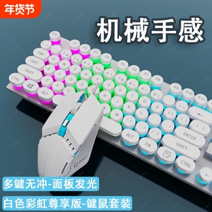 有线键盘鼠标套装机械手感电竞游戏办公电脑笔记本台式朋克两件套