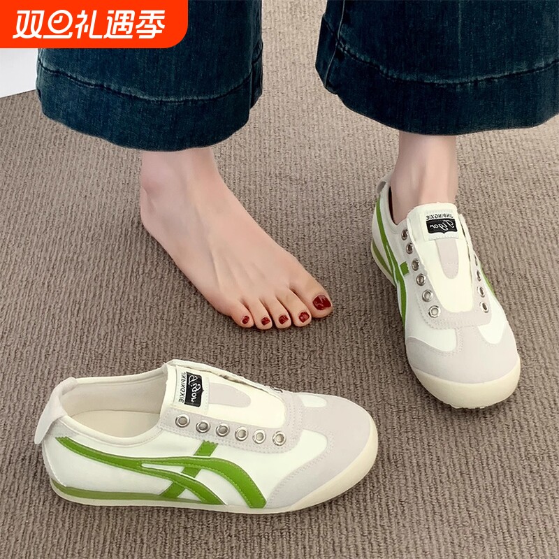 平底阿甘德训鞋女鞋帆布鞋2025夏季新款鞋子一脚蹬懒人运动鞋百搭