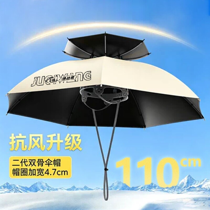 新款头戴式伞帽斗笠折叠头顶伞图片