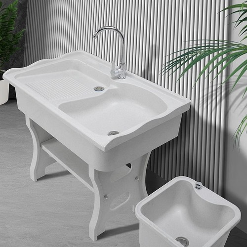 石英石洗衣池阳台一体台盆带搓板