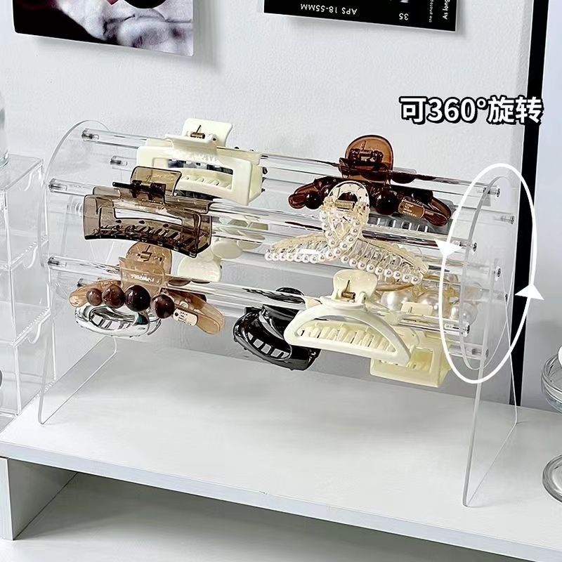 360度旋转亚克力镂空透明发夹发箍展示架手链柜台陈列架发带收纳