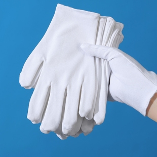 白手套纯棉礼仪薄款 珠布工作男女干活劳保耐磨纱线耐用作业上班