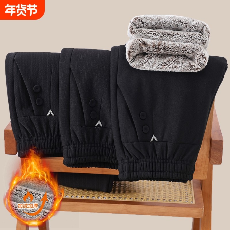 妈妈裤子冬季加绒加厚保暖休闲裤新款中老年人奶奶女装百搭直筒裤