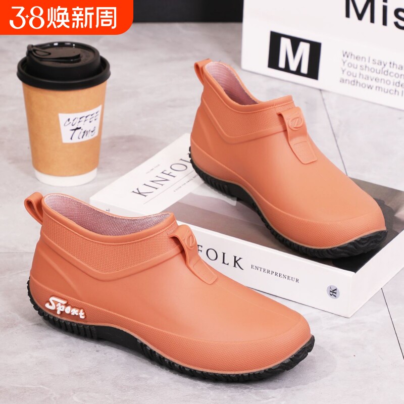 时尚雨鞋水鞋女士防水女夏防滑耐磨厨房短筒工作厚底软底雨靴胶鞋