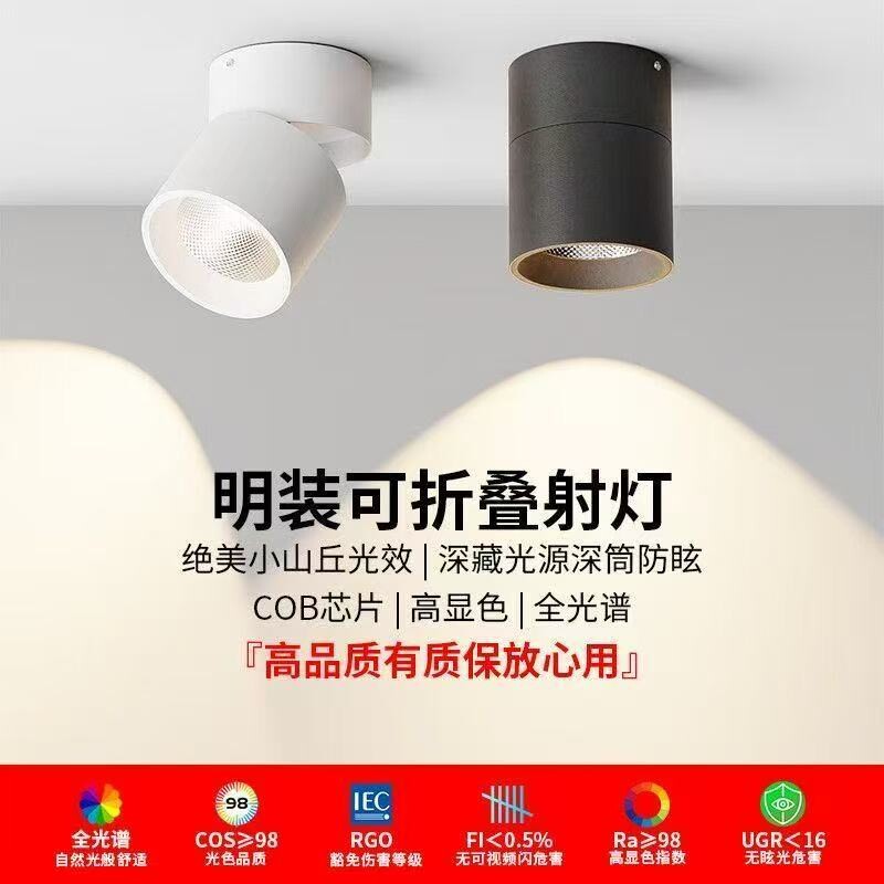 可调角度led筒灯射灯明装可折叠免开孔桶灯客厅玄关天花灯免打孔图片