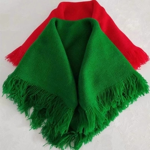 网红头巾方巾村姑正方形农村老人老式拍照保暖围巾春秋流苏东北大