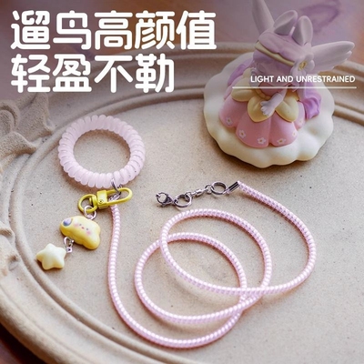 鹦鹉专用放飞绳超轻不伤脚虎皮牡丹玄凤外出牵引绳伸缩遛鸟绳训练