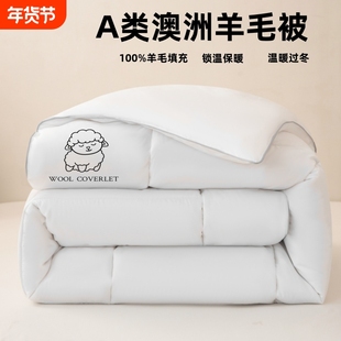 A澳洲进口羊毛被100纯羊毛被子被芯冬被加厚保暖羊绒被学生春秋被