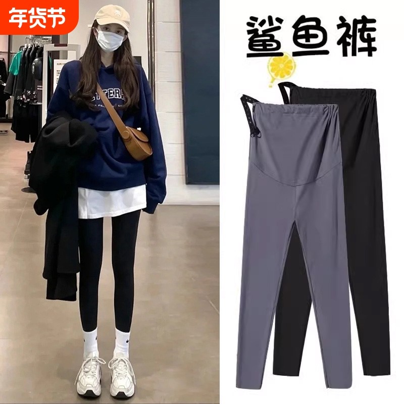 孕妇装打底裤孕妇裤子新款外穿小个子鲨鱼裤冬季加绒加厚孕妈瑜伽