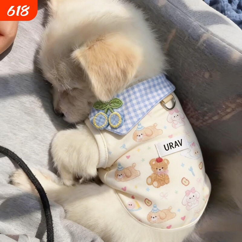 春夏薄款可牵引透气宠物狗狗猫咪专用可爱背心服饰泰迪比熊小型犬