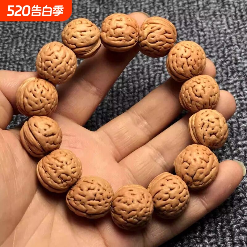 桃胡手串天然野生精品脑纹桃核龙纹矮桩密纹脑纹桃核男女手持