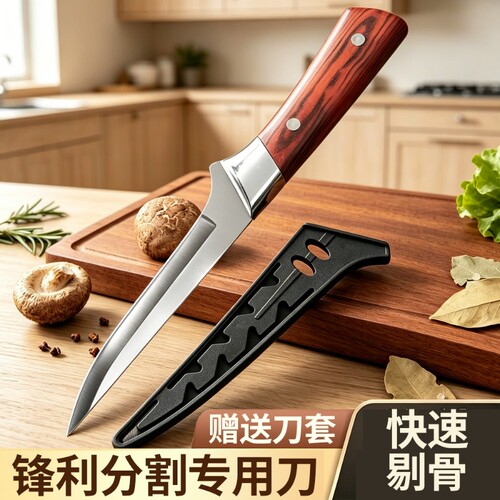 剔骨专用刀不锈钢分割尖刀杀猪商用屠宰剥皮切肉刀带刀套锻打传统