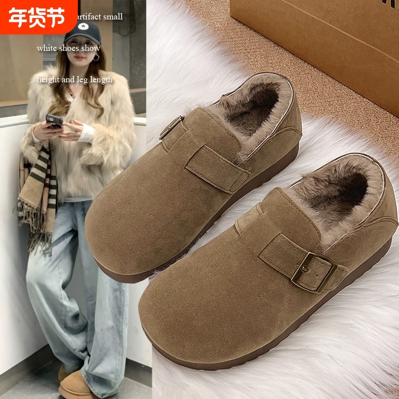 热风圈巨好看加绒全包勃肯鞋女秋冬2025新款一脚蹬棉鞋毛毛鞋平底,女鞋,勃肯鞋/软木鞋,淘宝优惠券,粉丝福利购,淘宝优惠卷